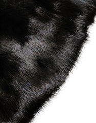 Dolce & Gabbana Black Fur Shawl Neck Wrap Cover Collar Scarf