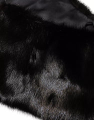 Dolce & Gabbana Black Fur Shawl Neck Wrap Cover Collar Scarf