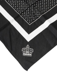 Dolce & Gabbana Black Polka Dots Cotton Handkerchief Scarf