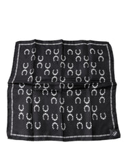 Dolce & Gabbana Black Horseshoe Silk Square Handkerchief Scarf