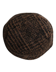 Dolce & Gabbana Brown Houndstooth Wool Woven Bucket Hat