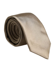 Dolce & Gabbana Beige Solid Silk Adjustable Necktie Tie