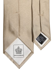 Dolce & Gabbana Beige Solid Silk Adjustable Necktie Tie