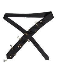 Dolce & Gabbana Black Logo Embellished Adjustable Necktie Tie