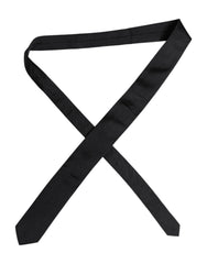 Dolce & Gabbana Black Solid Silk Adjustable Necktie Tie