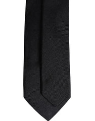 Dolce & Gabbana Black Solid Silk Adjustable Necktie Tie