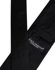 Dolce & Gabbana Black Solid Silk Adjustable Necktie Tie