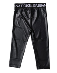 Dolce & Gabbana Black Logo Nylon Cropped Tights Pants Underwear