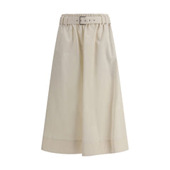 Brunello Cucinelli Cream Wide Long Skirt
