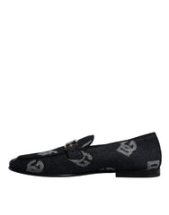 Dolce & Gabbana Black Logo Cotton Loafers Formal Dress Shoes