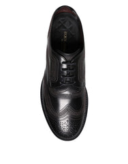 Dolce & Gabbana Black Embroidered Classic Leather Derby Dress Shoes
