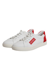 Dolce & Gabbana White Suede Leather Low Top Sneakers Shoes