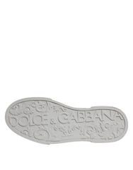 Dolce & Gabbana White Red Leather Logo Low Top Sneakers Shoes
