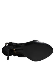 Dolce & Gabbana Black Tulle Stretch Heels Sandals Shoes