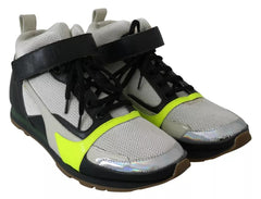 Jil Sander Fog Gray Neon Green Black Lace-Up Strap Shoes