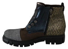 EBARRITO Multicolor Leather Suede Zipper Ankle Boots Shoes