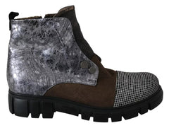 EBARRITO Multicolor Leather Suede Zipper Ankle Boots Shoes
