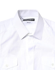 Dolce & Gabbana White GOLD Button Down Casual Men Polo Shirt