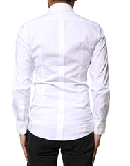 Dolce & Gabbana White GOLD Cotton Long Sleeves Dress Shirt
