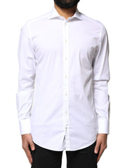 Dolce & Gabbana White GOLD Cotton Long Sleeves Dress Shirt