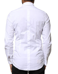 Dolce & Gabbana White GOLD Cotton Long Sleeves Dress Shirt