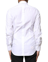 Dolce & Gabbana White GOLD Cotton Long Sleeves Men Dress Shirt