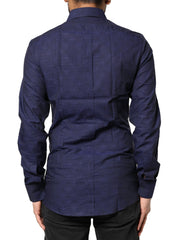 Dolce & Gabbana Blue Check Tartan GOLD Formal Dress Shirt