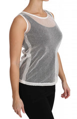 Dolce & Gabbana White Net  Transparent Sleeveless Tank Top
