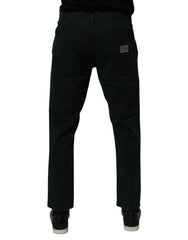 Dolce & Gabbana Dark Green Cotton Loose Men Denim Jeans