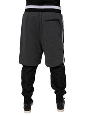 Dolce & Gabbana Black Gray Cotton Layered Men Sweatpants Pants