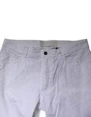 Dolce & Gabbana White Cotton Stretch Skinny Dress Formal Pants