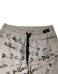 Dolce & Gabbana White Logo Print Men Skinny Sweatpants Pants