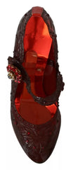 Dolce & Gabbana Red Floral Crystal Heels CINDERELLA Shoes