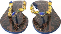 Dolce & Gabbana Blue Crystals Flats Sandals Beachwear Shoes