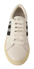 Marc Jacobs White Leather Crystal Embellished Sneakers Shoes