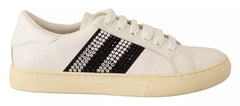 Marc Jacobs White Leather Crystal Embellished Sneakers Shoes