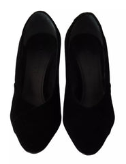 Jil Sander Black Leather Suede Block Heels Pumps Shoes