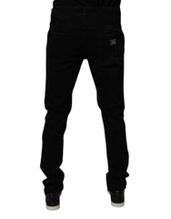 Dolce & Gabbana Black Cotton Tattered Skinny Men Denim Jeans
