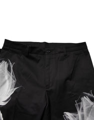 Dolce & Gabbana Black Cotton Floral Skinny Dress Pants