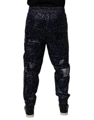 Dolce & Gabbana Dark Blue DG Game Print Cotton Jogger Pants