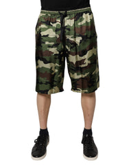 Dolce & Gabbana Multicolor Camouflage Silk Mid Waist Bermuda Shorts