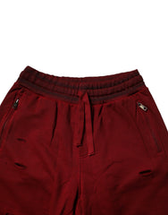 Dolce & Gabbana Maroon Rip Style Bermuda Sweatshorts Shorts