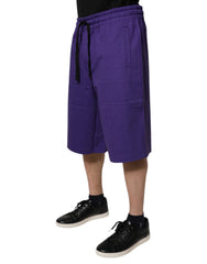 Dolce & Gabbana Purple Cotton Men Bermuda Sweatshorts Shorts