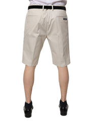 Dolce & Gabbana Beige Cotton Stretch Mid Waist Bermuda Shorts