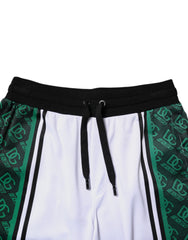 Dolce & Gabbana White Green Men Jersey Sweatshorts Shorts