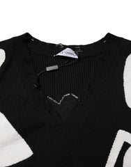 Dolce & Gabbana Black Hearts Silk Crew Neck Pullover Sweater