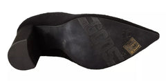 GCDS Black Suede Logo Socks Block Heel Ankle Boots Shoes