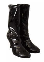 Stuart Weitzman Black Patent Leather High Heels Boots Shoes