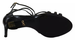 Dolce & Gabbana Black Leather Stiletto Heels Sandals Shoes