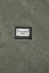 Dolce & Gabbana Army Green Logo Plaque Cotton Polo Shirt T-shirt